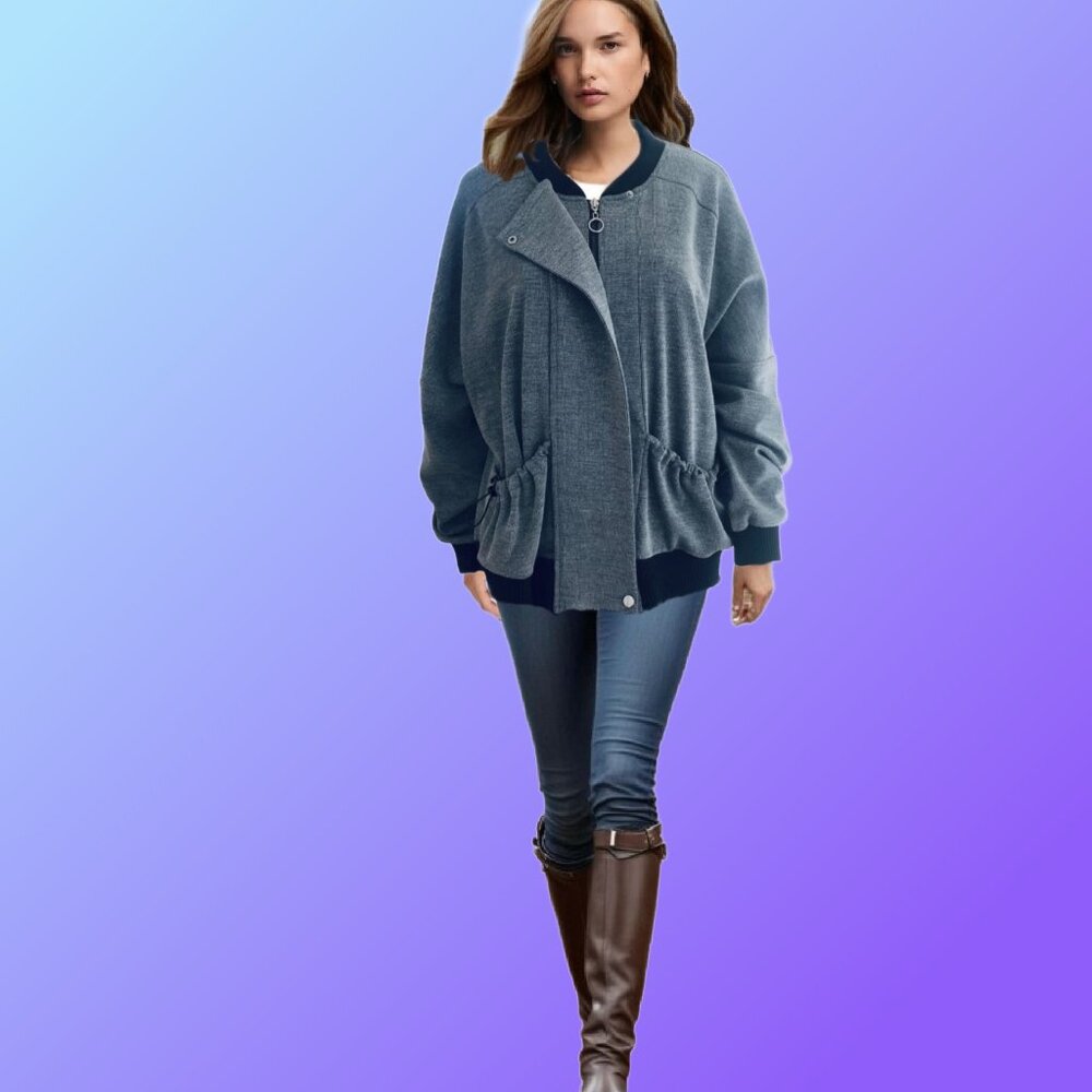 MORCEL MOSSIMO Oversized Stylish Dropped Shoulders Gray Jacket Size 2XL NEW